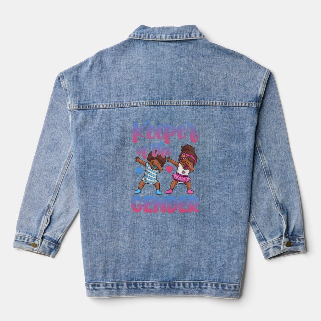 Gender Reveal Party Keeper of the Gender  Denim Jacket (Back)