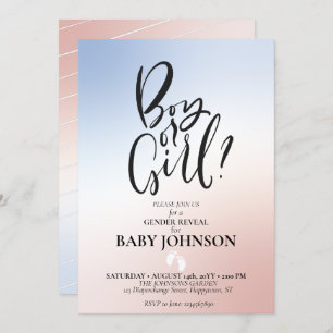 Gender Reveal Party Ombre Invitation. Boy or Girl Invitation