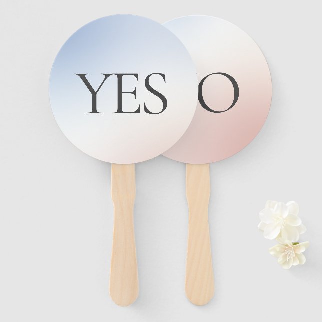Gender Reveal Party Ombre Yes No Quiz Game Hand Fan (Front and Back)