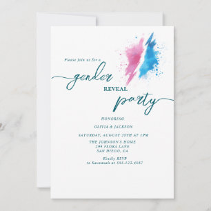 gender reveal party pink and blue colour invitation