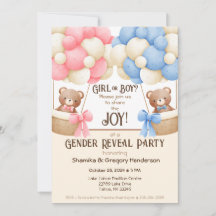 Gender Reveal Party Pink & Blue Balloon Bears