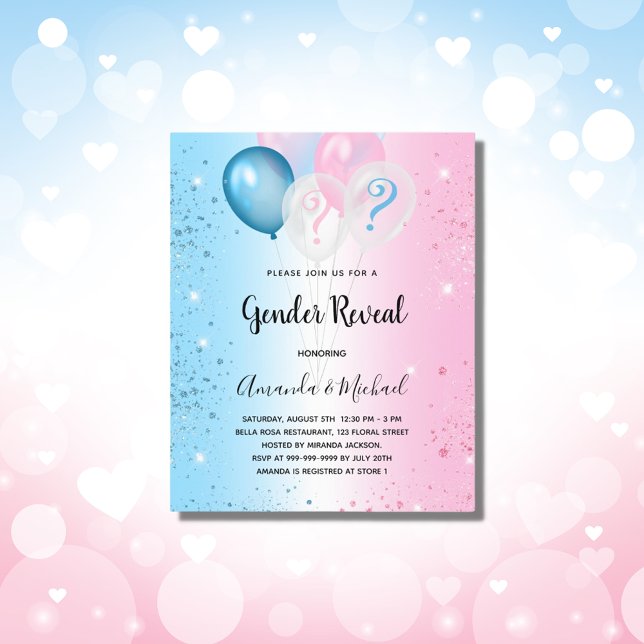 Gender reveal party pink blue boy girl invitation (Creator Uploaded)
