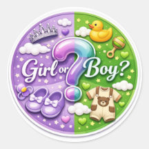 Gender Reveal Party Sticker – Girl or Boy?