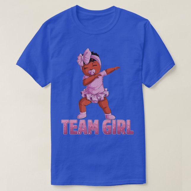 Gender Reveal Party Team Black Girl Baby Announcem T-Shirt (Design Front)