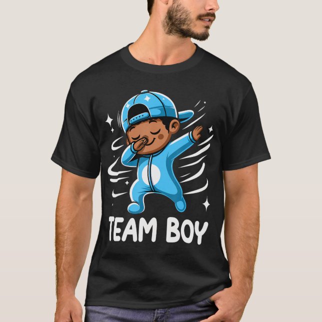 Gender Reveal Party Team Boy Baby Announcement T-Shirt (Front)