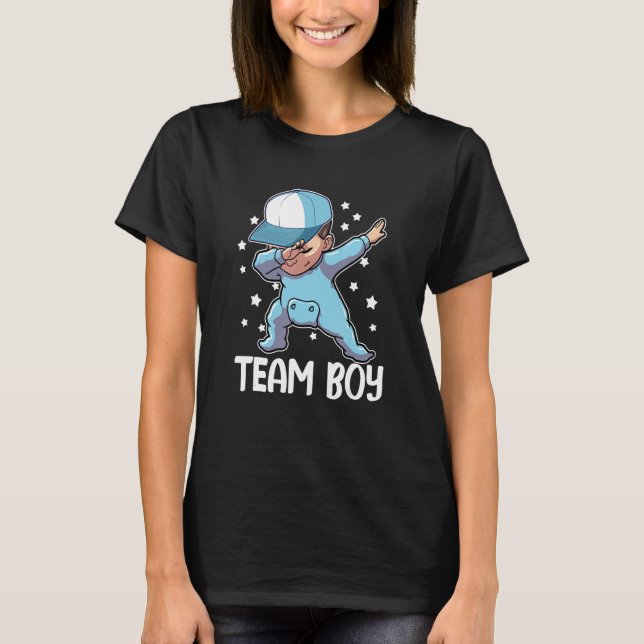 Gender Reveal Party Team Boy Cute Dabbing Baby T-Shirt (Front)