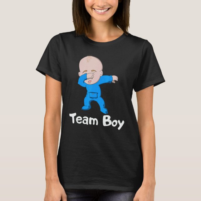 Gender Reveal Party Team Boy Dabbing Baby T-Shirt (Front)