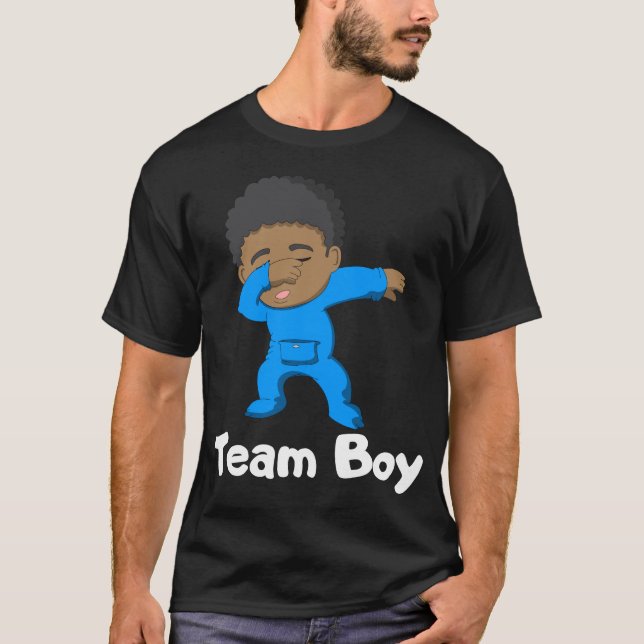 Gender Reveal Party Team Boy Dabbing Black Baby T-Shirt (Front)