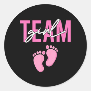 Gender Reveal Party Team Girl Baby Announcement Classic Round Sticker