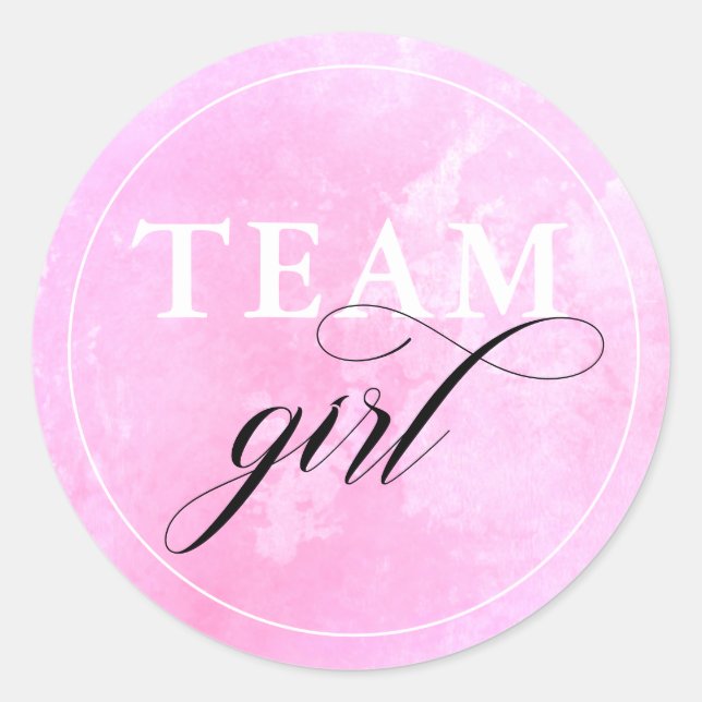 Gender Reveal Party Team Girl Classic Round Sticker (Front)