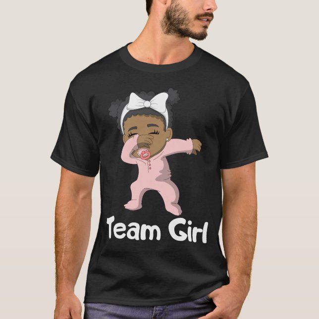 Gender Reveal Party Team Girl Dabbing Black Baby T-Shirt (Front)