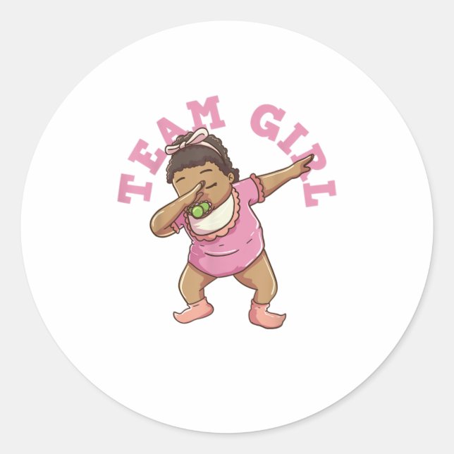 Gender Reveal Party Team Girl TShirt Classic Round Sticker (Front)