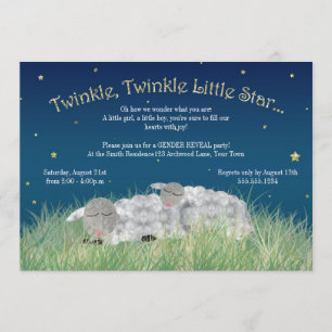 Gender Reveal Party Twinkle Little Star Cute Sheep Invitation