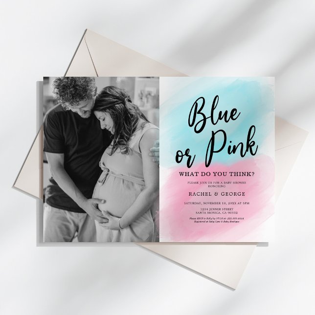 Gender Reveal Photo Baby Shower Invitation (Creator Uploaded)