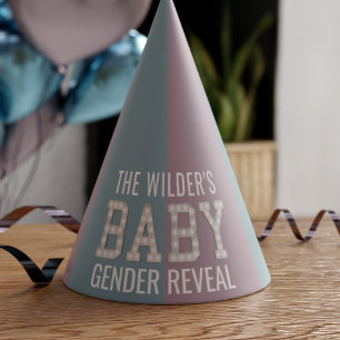 Gender Reveal Pink and Blue Baby Shower Party Hat