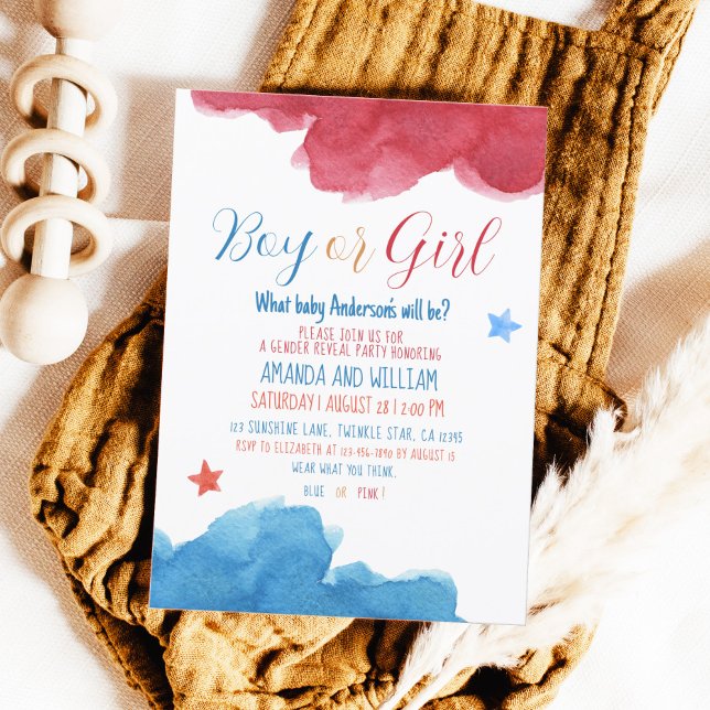 Gender Reveal Pink and Blue Party Invitation (Creator Uploaded)