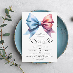 Gender Reveal Pink blue Bow Baby Shower Party Invitation