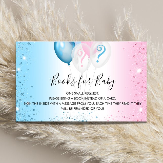 Gender reveal pink blue boy girl book request enclosure card (Creator Uploaded)
