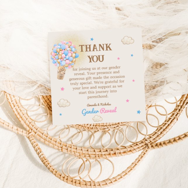 Gender Reveal Pink Blue Budget Thank You Card (Creator Uploaded)