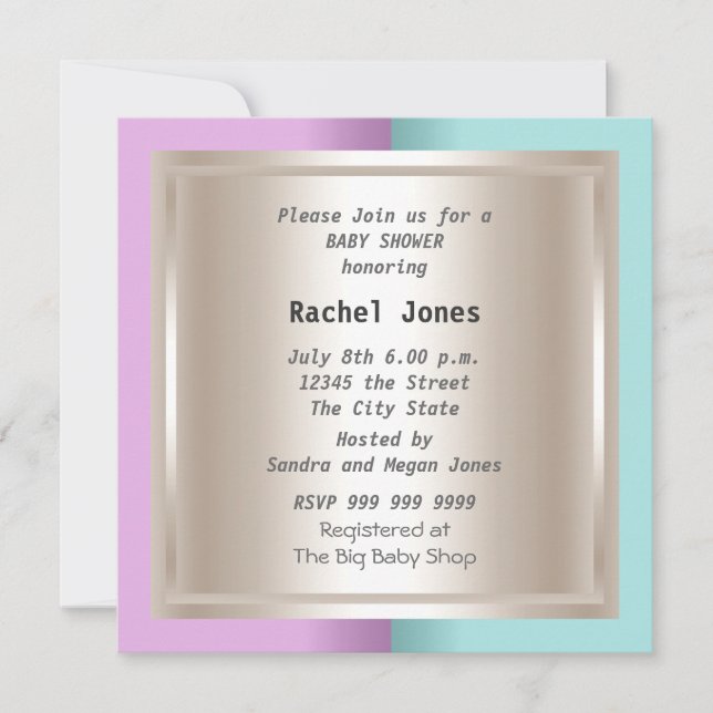 Gender Reveal Pink Blue Cream Baby Shower Party Invitation (Front)