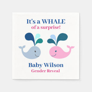 Gender Reveal Pink Blue Whale of a Surprise Napkin