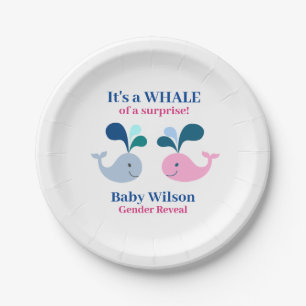 Gender Reveal Pink Blue Whale of a Surprise Paper Plate