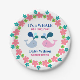 Gender Reveal Pink Blue Whale of a Surprise Paper Plate