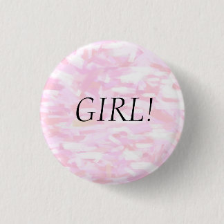 Gender Reveal Pink Confetti "GIRL"  Pin Button