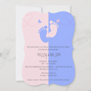 Gender Reveal Pink Girl Blue Baby Boy Invitation
