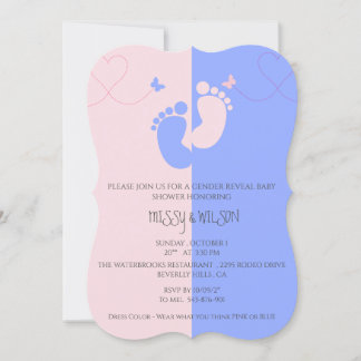 Gender Reveal Pink Girl Blue Baby Boy Invitation