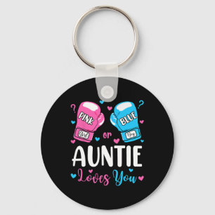 Gender Reveal Pink Or Blue Auntie Loves You Boxing Key Ring