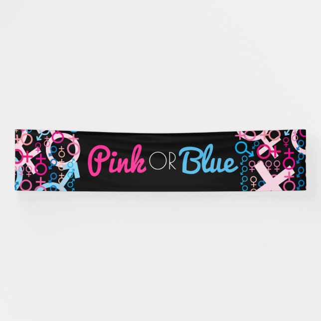 GENDER REVEAL Pink or Blue Baby Announcement Banner (Horizontal)