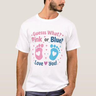 Gender Reveal Pink or Blue Footprints Baby Announc T-Shirt