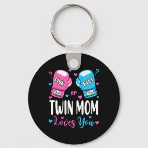 Gender Reveal Pink Or Blue Twin Mum Loves You Boxi Key Ring
