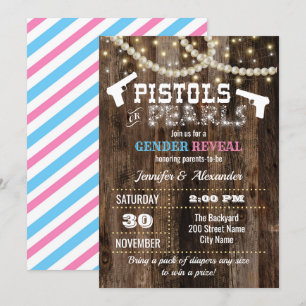 Gender Reveal Pistols or Pearls Invitation