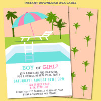Gender Reveal Pool Party Tropical Swimming Pool