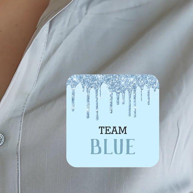  Gender Reveal Predictions Blue Boy Glitter Look  Square Sticker (Creator Uploaded)