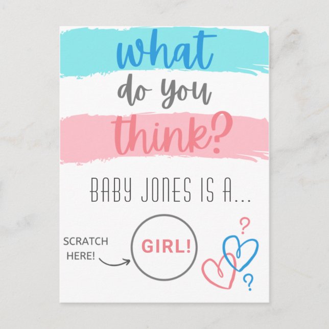 Gender Reveal (Pretend) Scratch Off Card (Front)