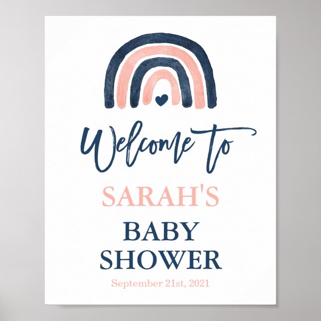 Gender Reveal Rainbow Baby Shower welcome sign (Front)