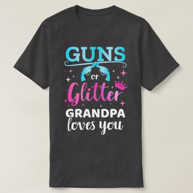 Gender reveal s or glitter grandpa matching baby p T-Shirt (Design Front)