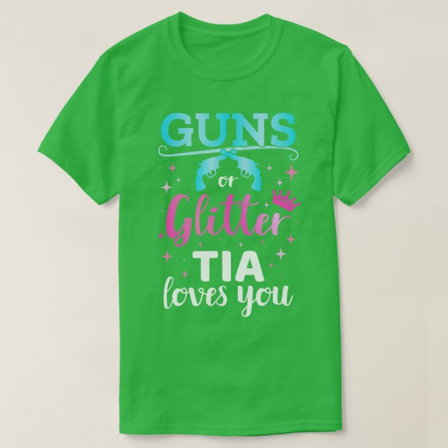 Gender reveal s or glitter tia matching baby party T-Shirt (Design Front)
