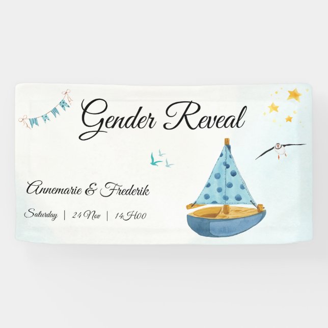 Gender Reveal Sailboat  Banner (Horizontal)
