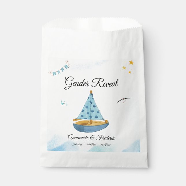 Gender Reveal Sailboat  Favour Bag (Front)