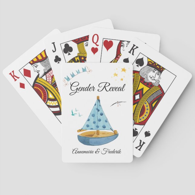 Gender Reveal Sailboat  Playing Cards (Back)