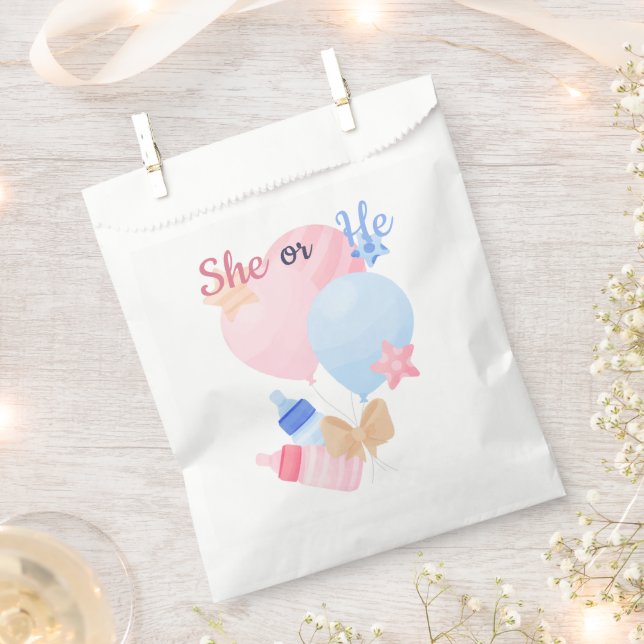 Gender Reveal She Or He Favour Bag (Clipped)