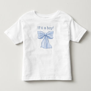 Gender Reveal Shirt New Sister Toddler Blue Bow