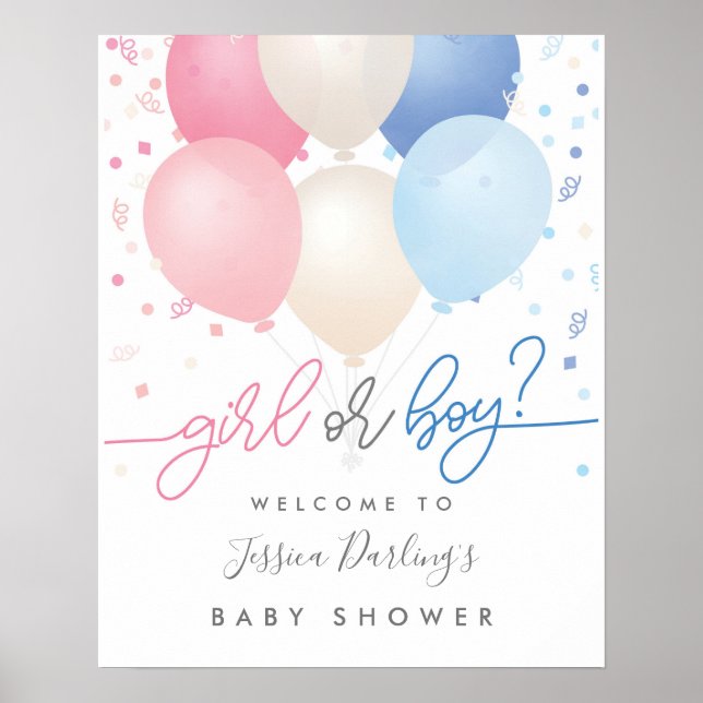 Gender Reveal Shower Pink Blue Welcome Poster (Front)