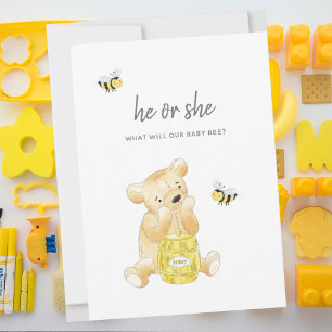 Gender Reveal Shower Teddy Bear Honey Bee Invite