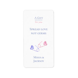 Gender Reveal Spread Love Not Germs Hand Sanitizer Label
