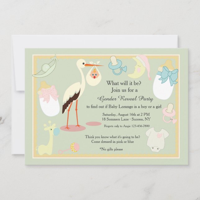Gender Reveal Stork Invitation (Front)